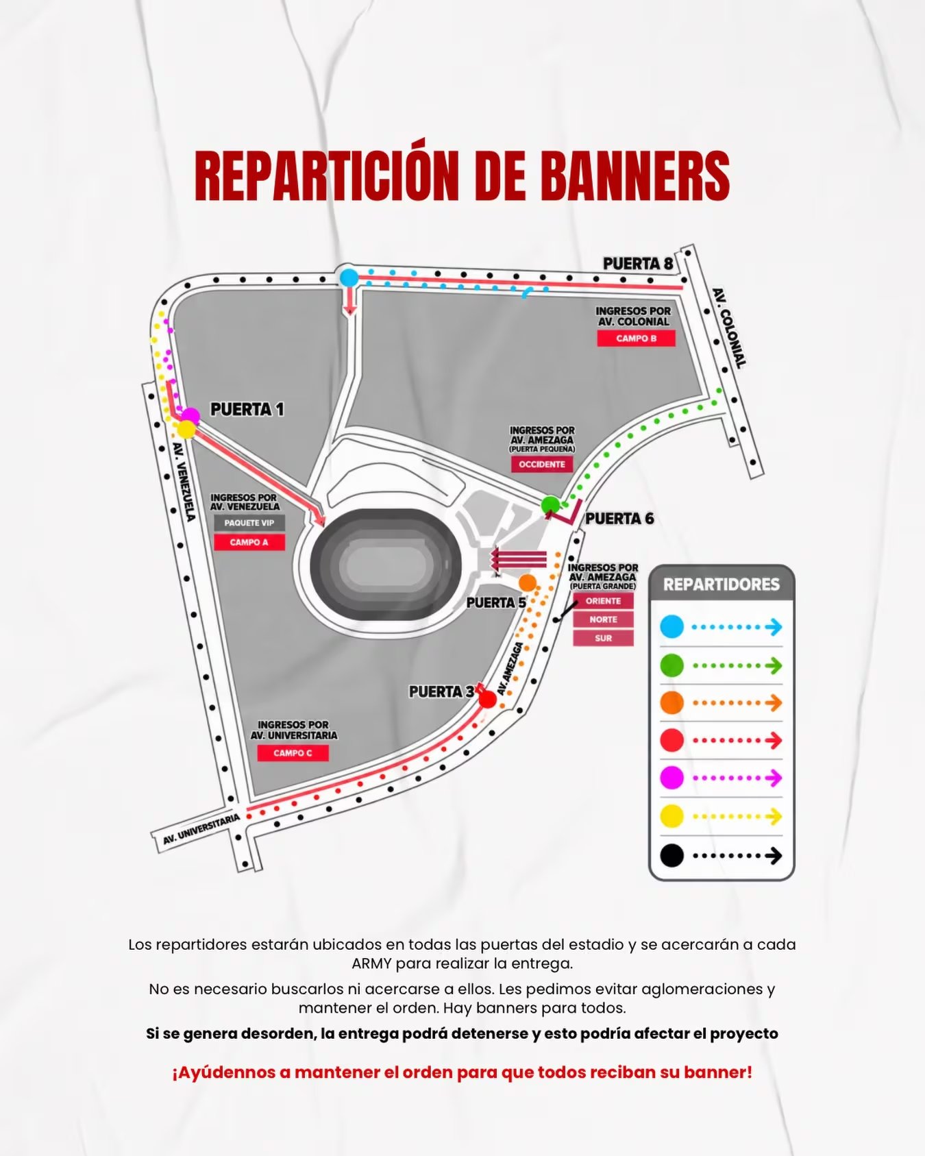 ARMY Perú prepara pancartas, una ola de ARMY Bomb, luces rojas y blancas y un homenaje especial por el cumpleaños de Jimin dentro del Estadio San Marcos.