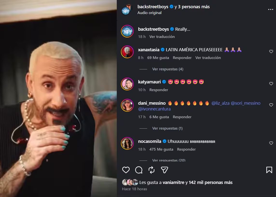 Fans de Backstreet Boys enloquecen y piden una gira por Latinoamérica: “Perú, Brasil, México, Ecuador”. Captura: IG Backstreet Boys.