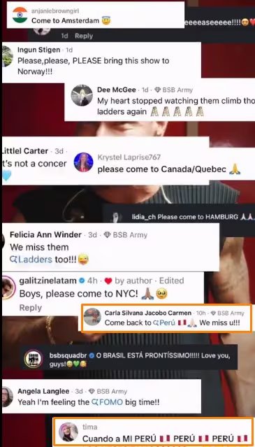 Fans de Backstreet Boys enloquecen y piden una gira por Latinoamérica: “Perú, Brasil, México, Ecuador”. Captura: IG Backstreet Boys.