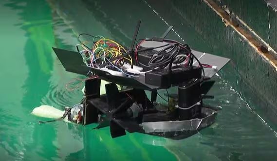El robot utiliza inteligencia artificial para identificar la posición del plástico y guiar los microcontroladores a bordo (Captura de video CBC news)