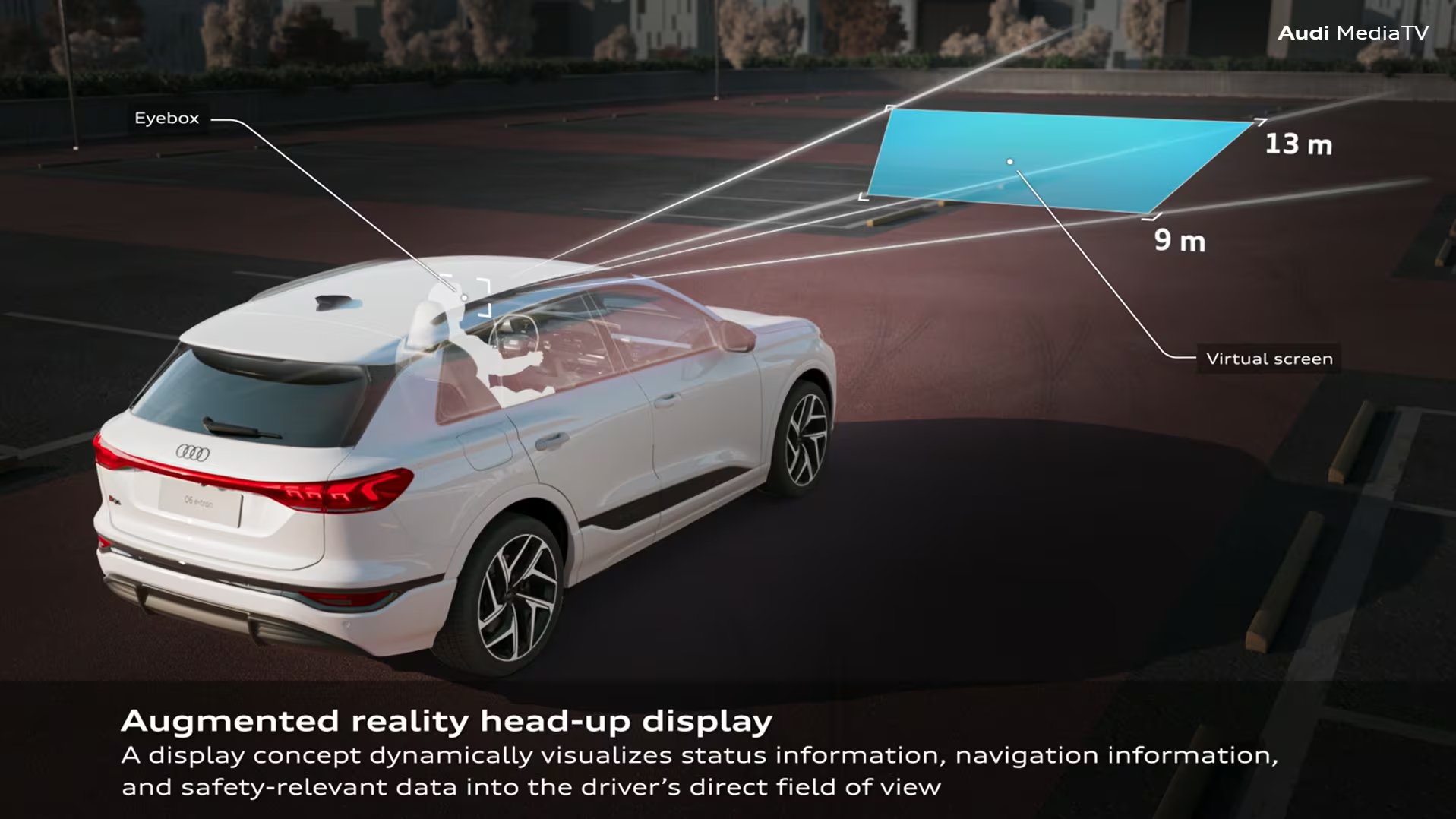 El sistema combina información de navegación, límites de velocidad y asistencias de conducción en una misma visualización. (Audi)