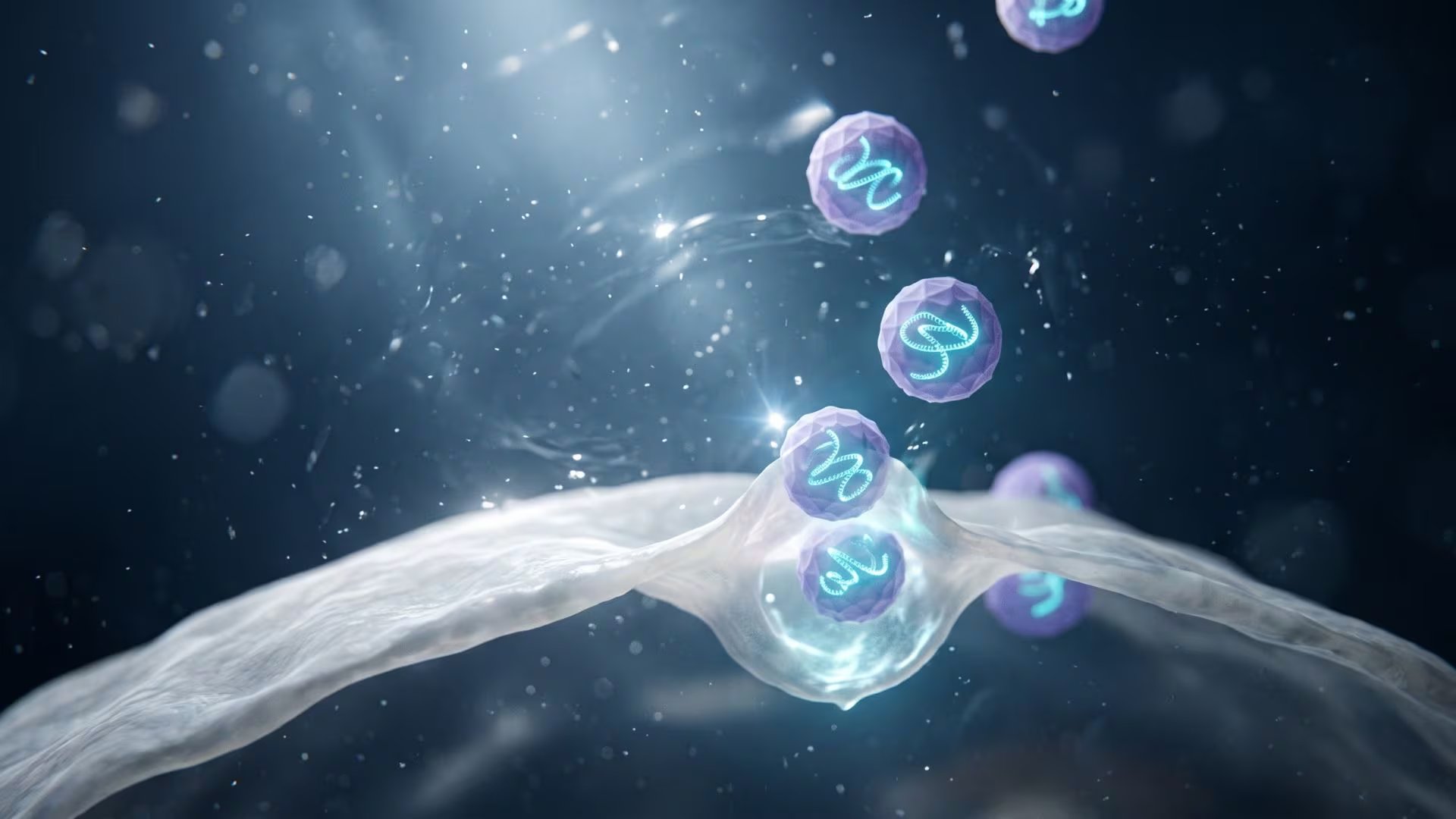 El sistema emplea partículas similares a virus que llevan el material genético hacia el líquido que rodea a la célula (Imagen Ilustrativa Infobae)