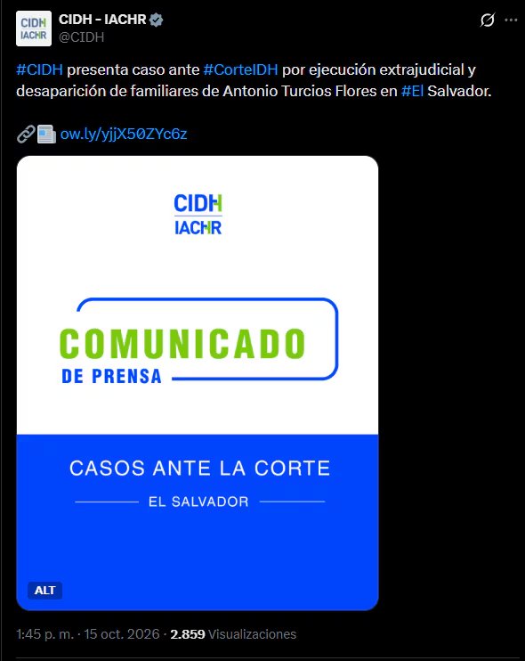 La Comisión Interamericana presentó el expediente 13.725 el 10 de junio de 2026 y solicitó que ninguna norma de amnistía impida investigar los crímenes cometidos durante el conflicto armado en El Salvador.