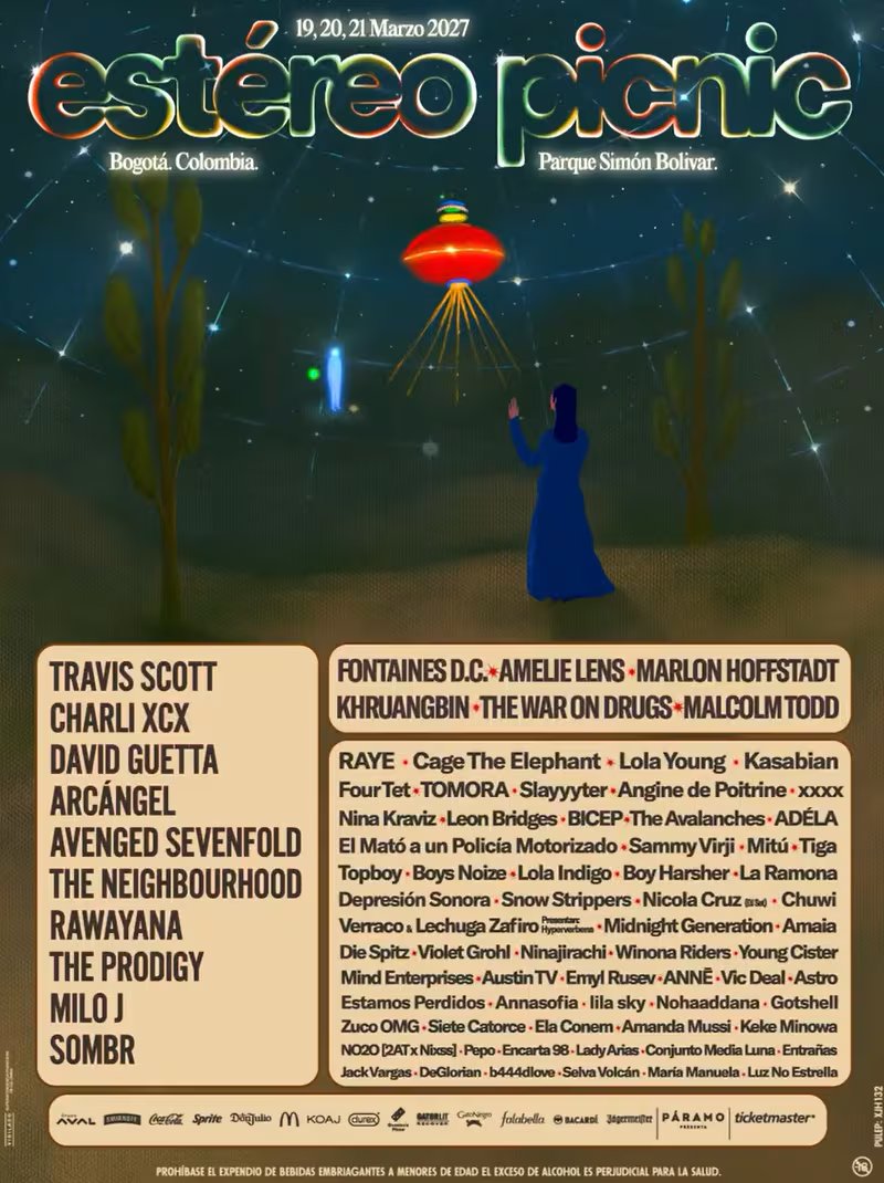 El Festival Estéreo Picnic 2027 reunirá a más de 70 artistas entre el 19 y el 21 de marzo en el Parque Simón Bolívar de Bogotá - crédito @festereopicnic/ Instagram