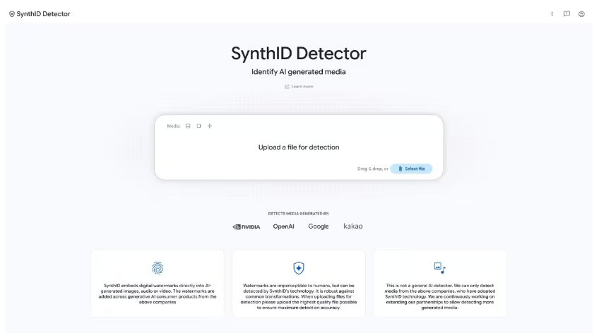Google lanza una nueva herramienta web llamada SynthID para detectar contenido creado con IA. (Google)