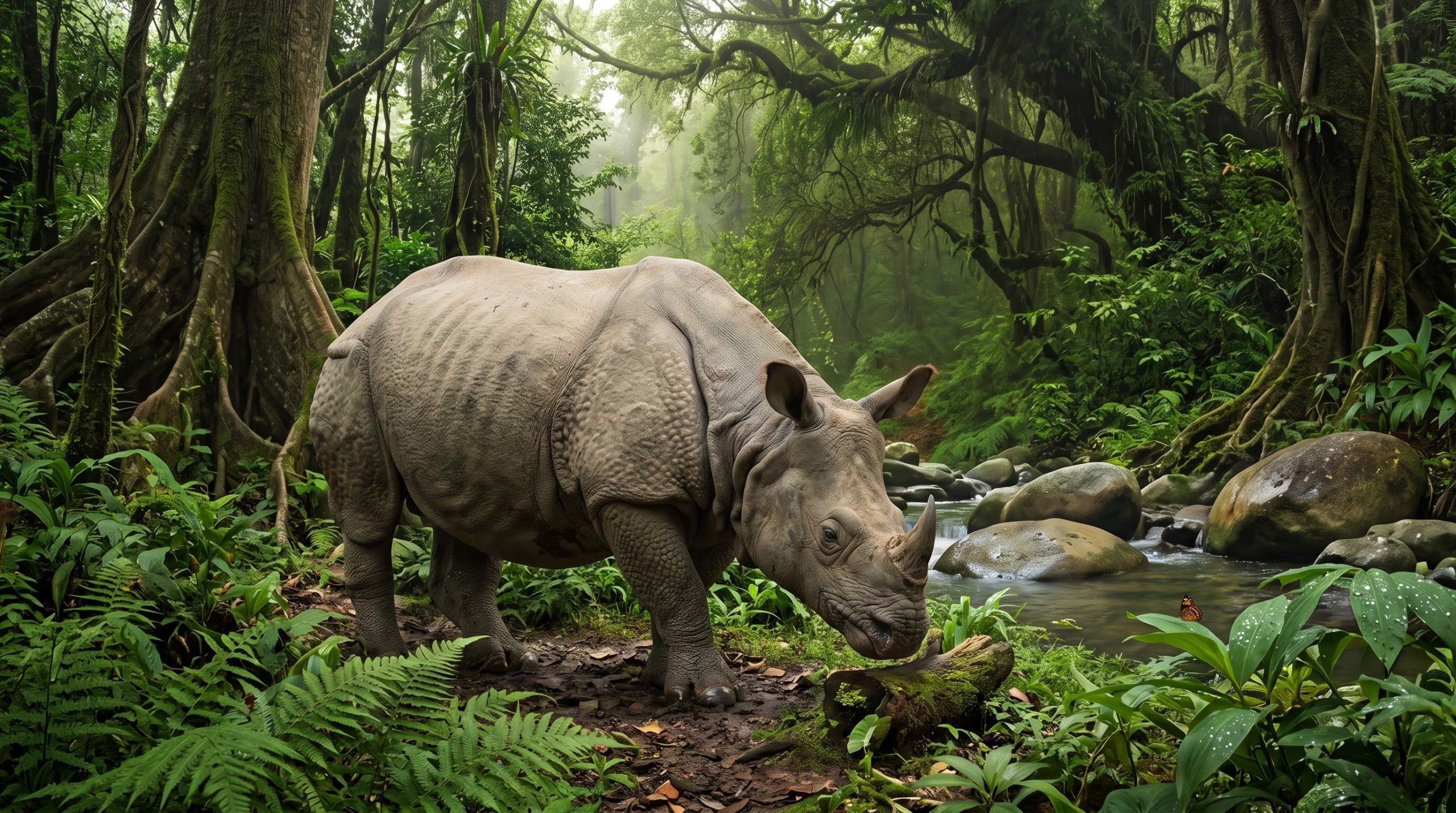 Las cámaras trampa confirmaron el nacimiento de cinco crías de rinoceronte de Java en los últimos años (Imagen Ilustrativa Infobae)