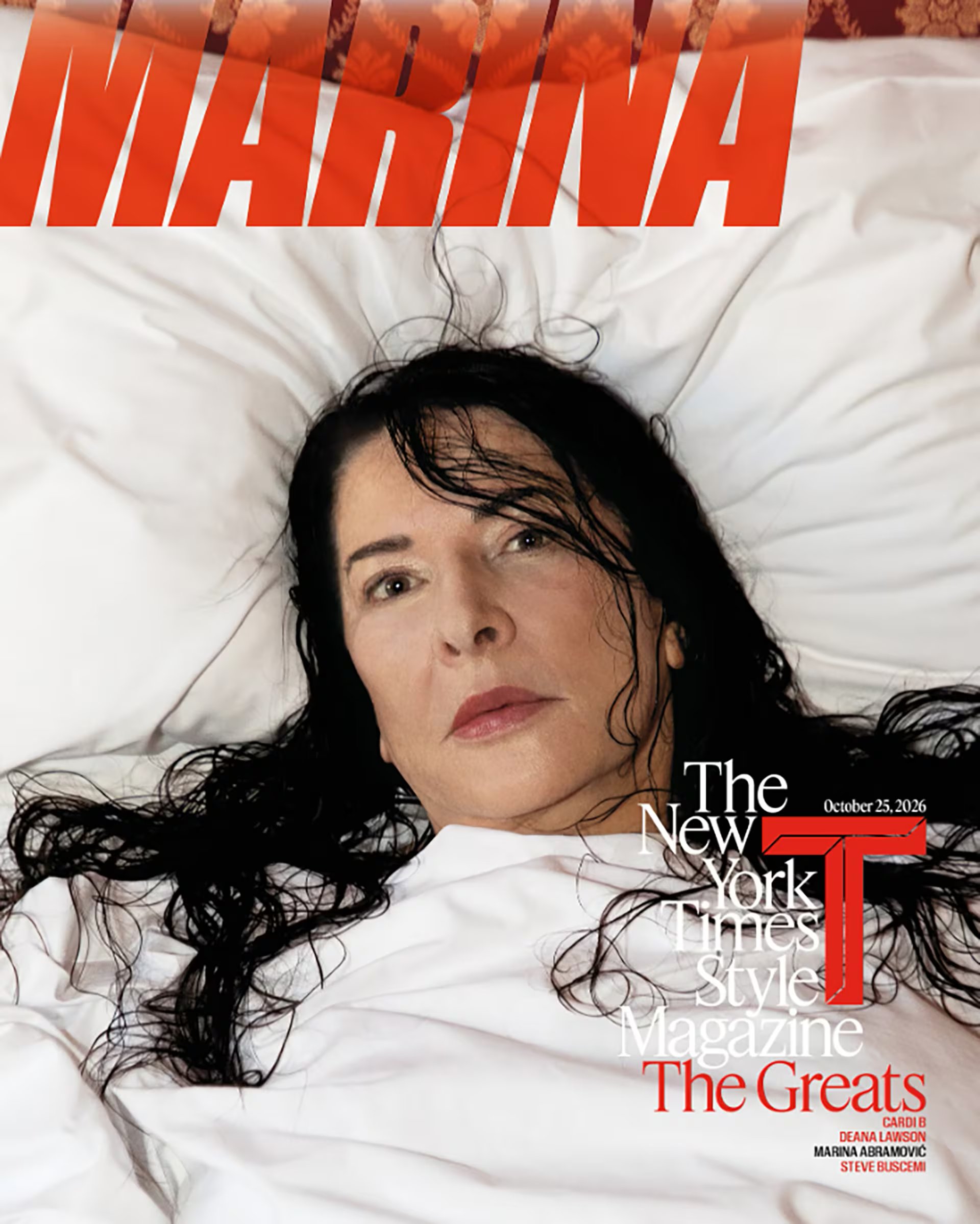 Abramović en la portada del número Greats del NYT (Danko Steiner)