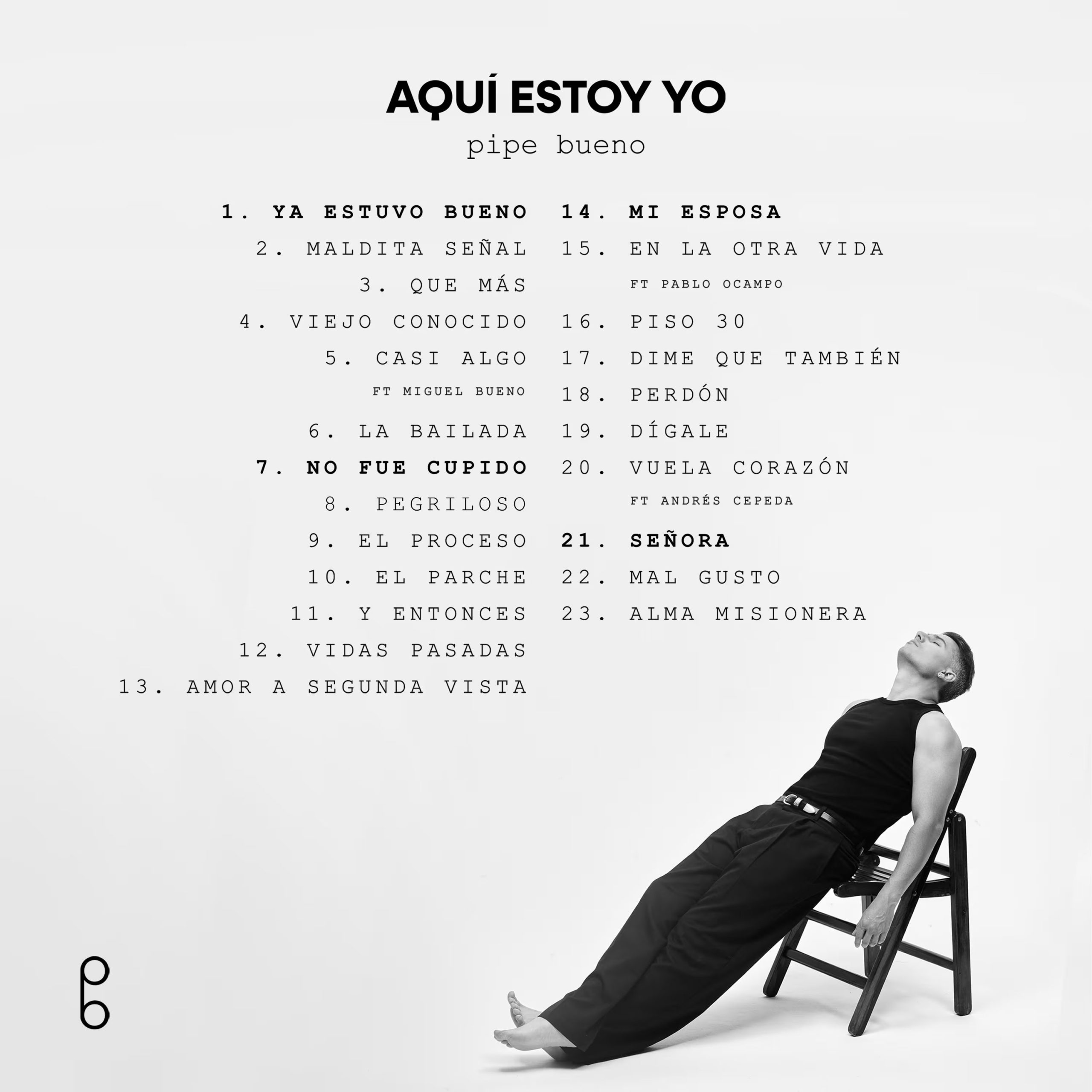 'Aquí Estoy Yo', consta de 23 canciones e incluye tres colaboraciones - crédito cortesía prensa Pipe Bueno