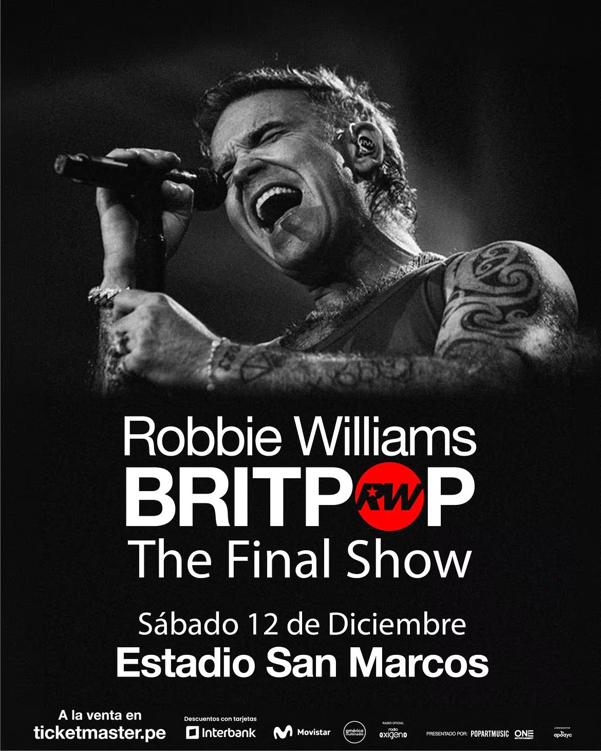 Robbie Williams dará un nuevo concierto en Lima el sábado 12 de diciembre de 2026 en el Estadio San Marcos