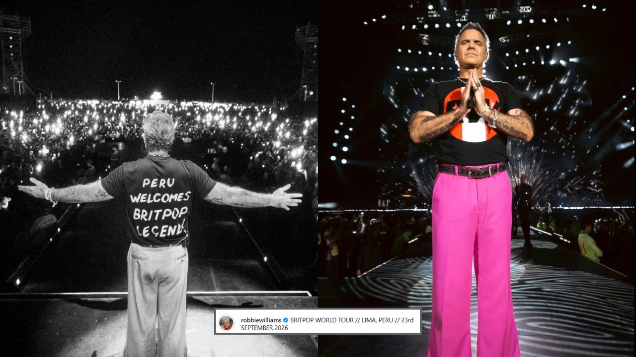 El cantante británico Robbie Williams actuó en el recinto Arena 1 de Lima durante su primera presentación en Perú, antes de la suspensión de su segundo show por la comuna local. (Instagram Robbie Williams)