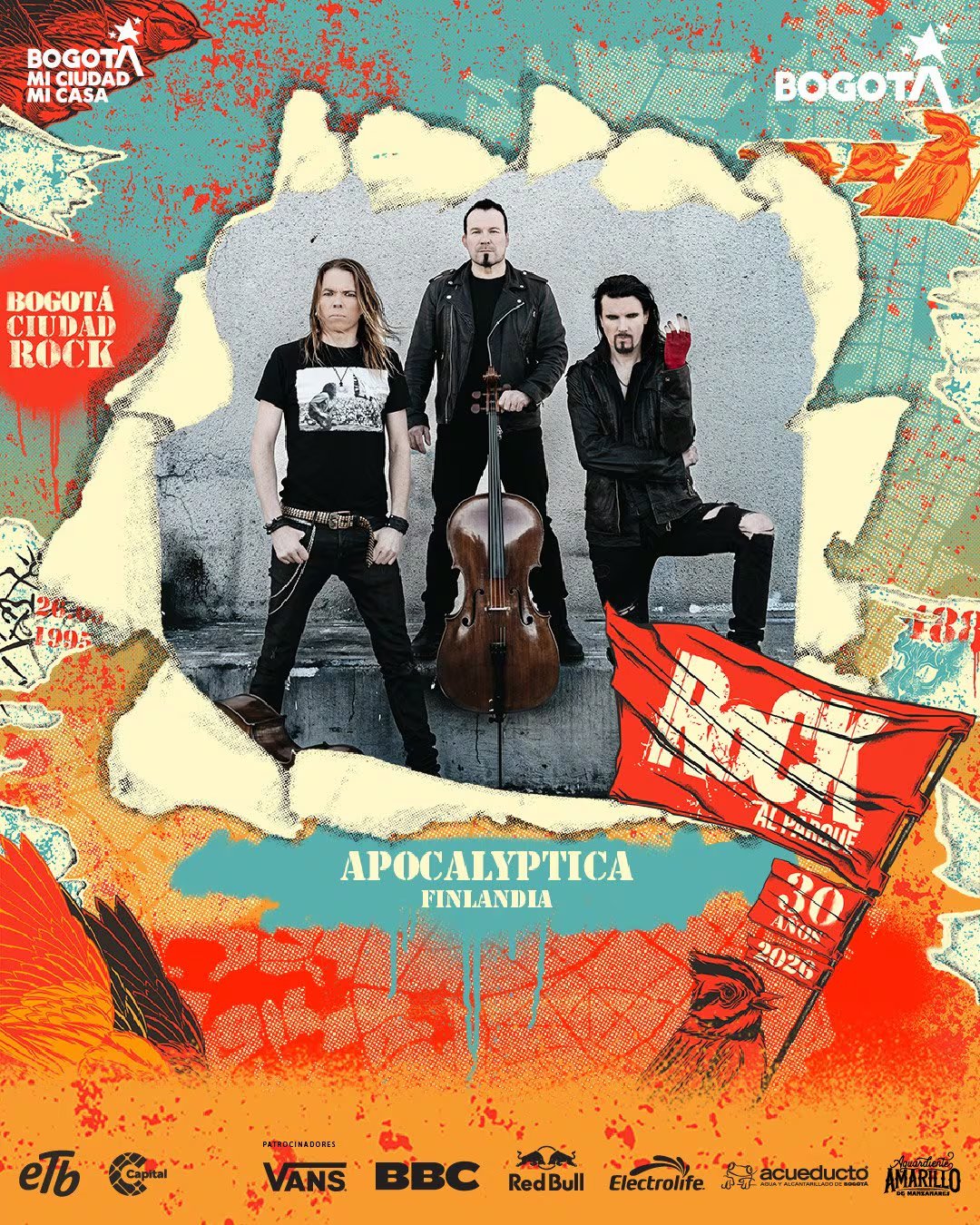 La banda finlandesa Apocalyptica nació en 1993 integrada por cuatro violonchelistas de la Academia Sibelius - crédito Rock al Parque/X