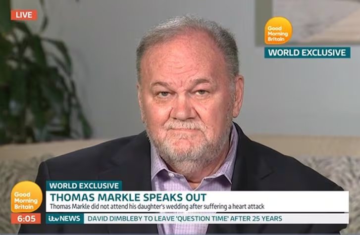 Dos meses después del enlace del año, la boda de Meghan Markle y el Príncipe Harry, el padre de la ya Duquesa de Sussex, Thomas Markle, ha concedido una entrevista al programa 'Good Morning Britain', del canal ITV. (Good Morning Britain). 