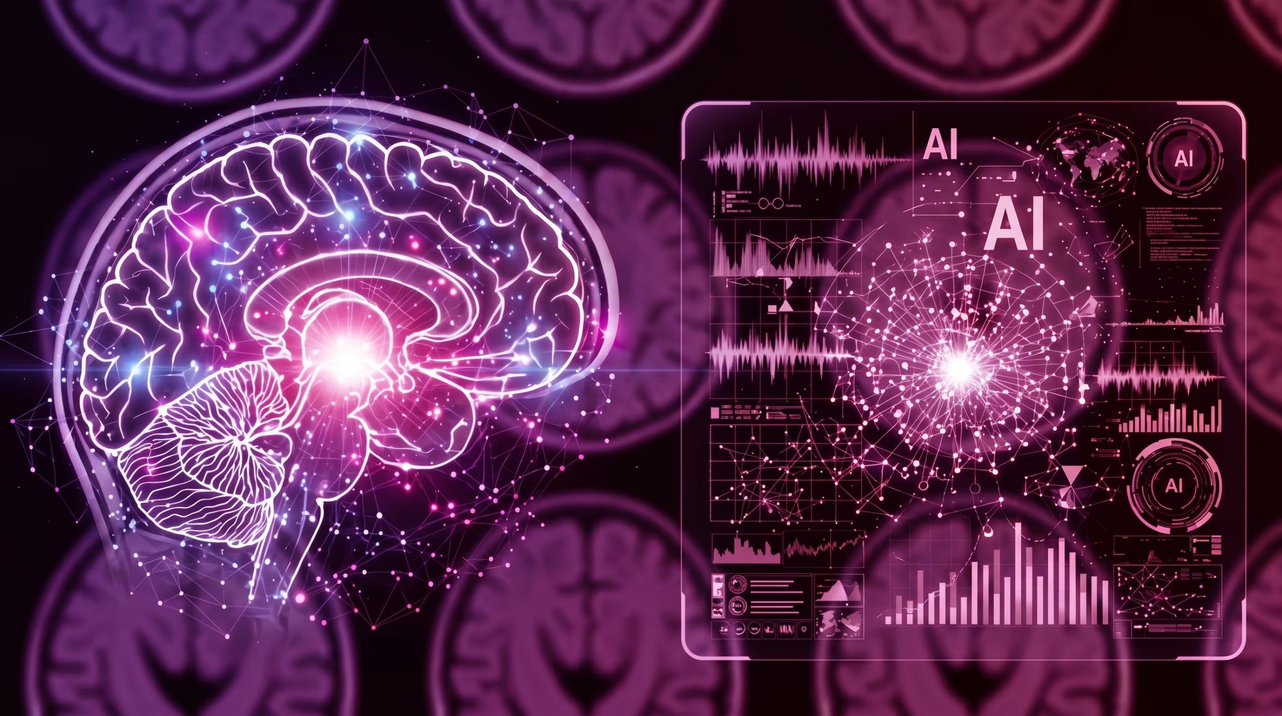 Una representación visual muestra la intrincada conexión entre el cerebro humano y la inteligencia artificial, destacando la sinergia entre ambos en un contexto digital con gráficos holográficos. (Imagen Ilustrativa Infobae)