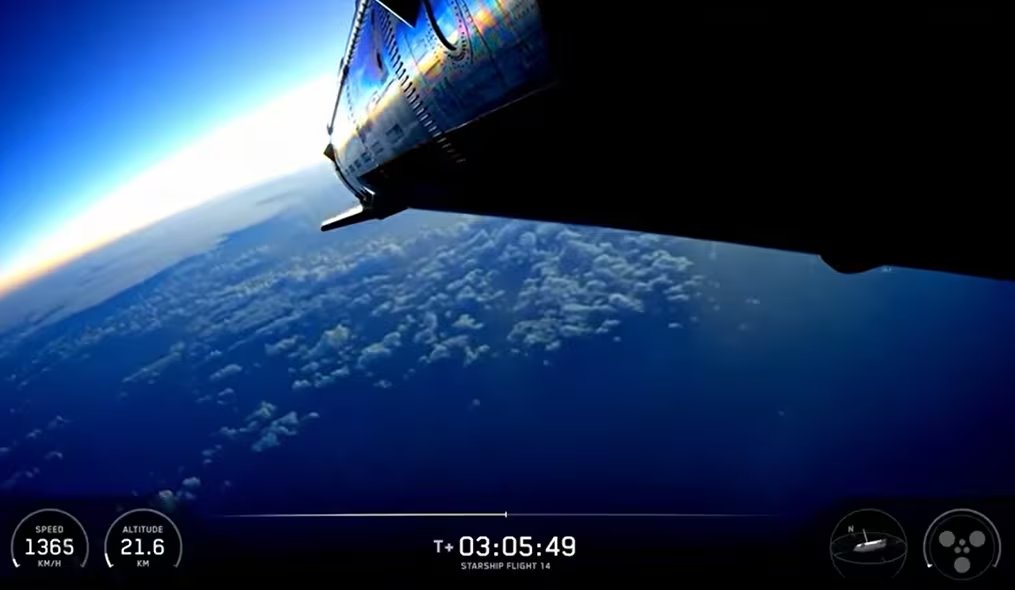 Starship alcanzó la órbita terrestre en el vuelo 14 y desplegó 26 satélites Starlink V3, un paso clave para las misiones de la empresa espacial (SpaceX)
