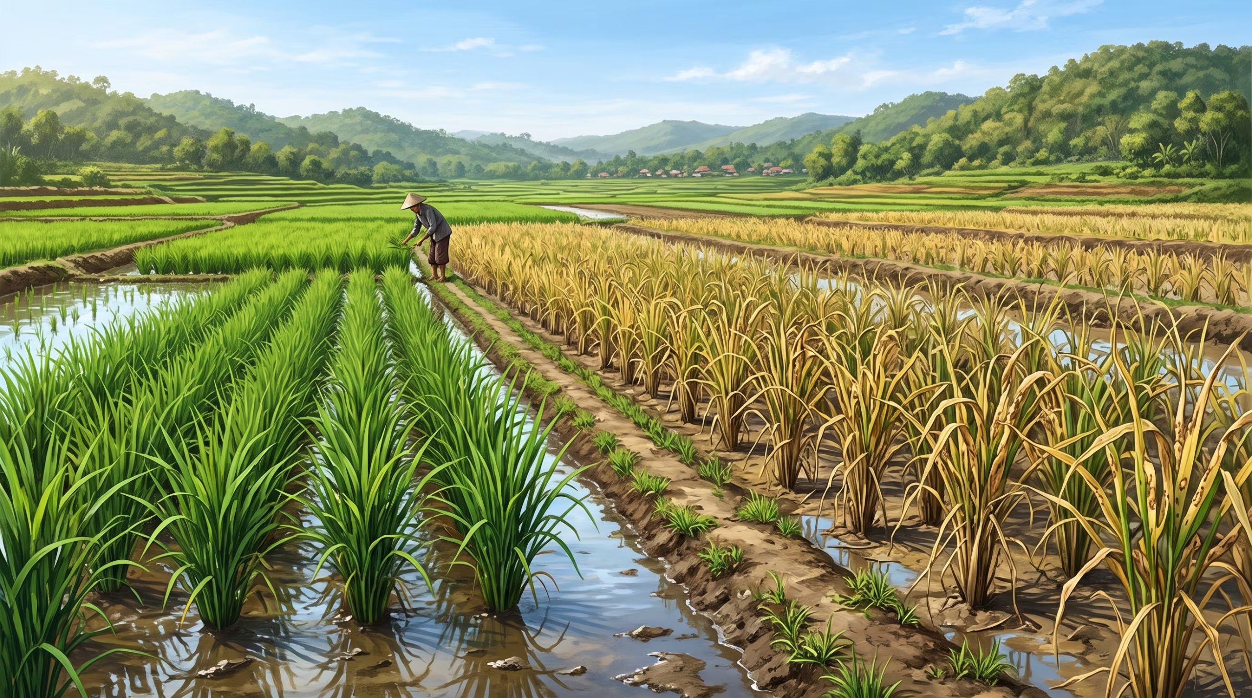 El tizón bacteriano ataca las hojas y los tallos del arroz y reduce el rendimiento y la calidad de las cosechas en Asia y África - (Imagen Ilustrativa Infobae)